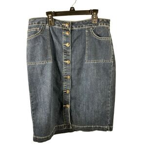 Cest Denim denim skirt silver buttons size 12 rn#37080